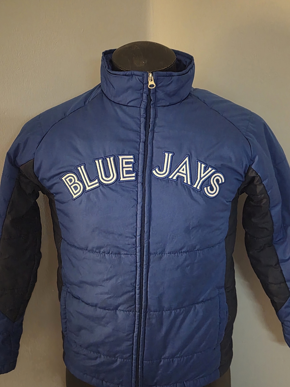 Majestic Blue Jays Puffer Jacket in Royal and Navy Blue